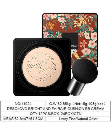Bb Cream Foundation Mushroom Head Air Cushion Cream Long Lasting Full Coverage Makeup Base Primer with Mushroom Head Brush Waterproof Cc Cream for Even Skin Tone - Buy Online on GoSupps.com