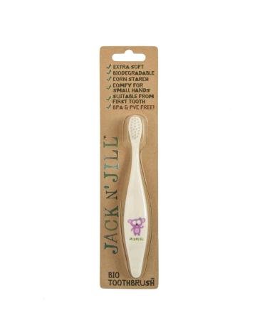 Jack n 'Jill - organic toothbrush - with Koala Dekor - child -friendly design - rounded bristle - handle biodegradable - ergonomically shaped