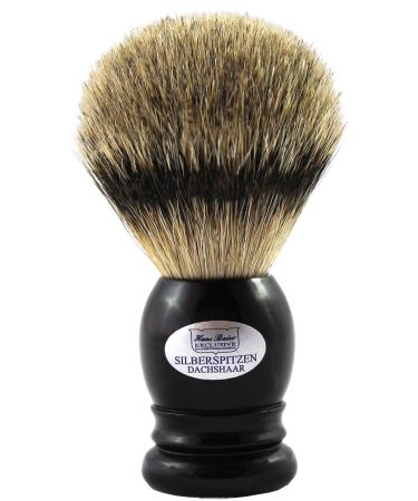 Hans Baier Exclusive shaving brush silver tip real horn dark size 1