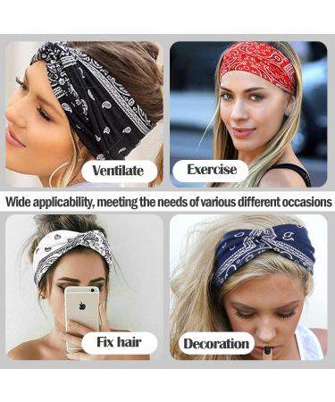ZUOQIANG 6 Pieces Boho Headband Soft Elastic Hair Bands Women's Hair Bands Wide Elastic Hairband Turban Fashion Hair Accessories Yoga Sports Hairband Bandana Hair Accessories - Buy Online on GoSupps.com