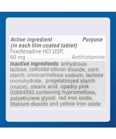 MAJOR Fexofenadine Hydrochloride Tablets USP 60 mg - Non-Drowsy Allergy Medicine - Antihistamine - 12 Hour Indoor/Outdoor Allergy Relief - 100 Tablets - Buy Online on GoSupps.com