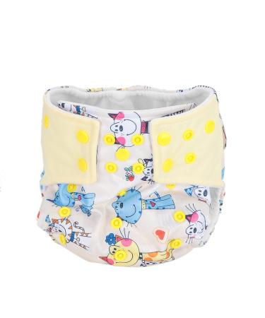 Baby training pants reusable washable baby fabric diapers cartoon breathable anti -run pocket diaper with adjustable push buttons for baby boy girls (cat)