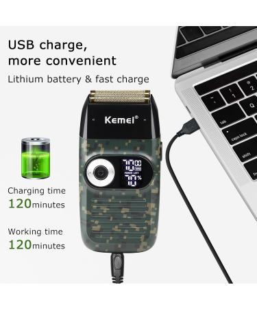 KEMEI Foil Shaver for Men | Cordless Electric Shaver with LED Display | Bald Head Shaving | Camouflage Design | International Shipping - Buy Online on GoSupps.com