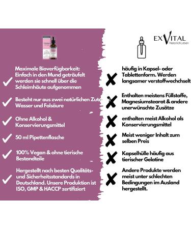 Buy Folic Acid Drops 400 g - 50ml Vegan Supplement for Pregnancy & Immune Health - Additive-Free Lab-Tested in Germany - Buy Online on GoSupps.com