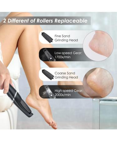 Dongxw Electric Foot Callus Remover - Rechargeable Pedicure Kit with 2 Rollers, 2 Speeds, LED Light - Waterproof for Foot Scraper, Dead Skin Removal - 3 Pack - Buy Online on GoSupps.com