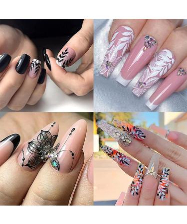12 Sheets Black & White Floral Nail Art Stickers - Self-Adhesive Designs for Manicure | Elegant Nail Decorations for Women & Girls - Buy Online on GoSupps.com