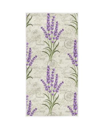 Retro Lavender Stamp Purple Hand Towels 16x30 in Spring Summer Flowers Bathroom Towel Ultra Soft Highly Absorbent Grungy Floral Small Bath Towel Kitchen Dish Guest Towel Home Bathroom Decorations