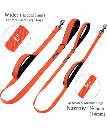 Vivaglory Traffic Handle Dog Leash - Reflective Padded Strong Metal Hook - 1.2m Orange Training Line for Dogs - Buy Online on GoSupps.com