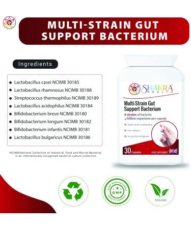 Multi-Strain Gut Support Bacterium (30 Capsules) Soothes & Supports Gut Bowel & Digestive Health Colon Issues & I. B. S Relief. Powerful Multi-Strain Pro-Biotic | Shakra Health - Buy Online on GoSupps.com