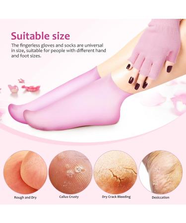 JECOMPRIS Moisturizing Gloves and Fingerless Socks Set Pink Gel Spa for Soften Repairing Dry Cracked Hands Feet Skin Care with Essential Oils lotions - Buy Online on GoSupps.com