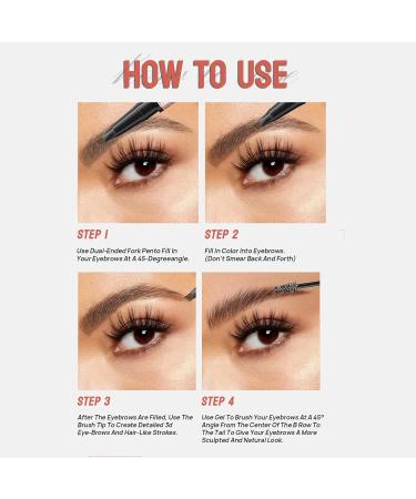 2 in 1 Waterproof 3D Eyebrow Pencil with Eyebrow Gel Micro Eyebrow Pencil with 4 Fork Tip Applicator Dual-Ended Eye Brow Pencils for Women Creates Natural Looking Brows (2 Black) Black 2 - Buy Online on GoSupps.com