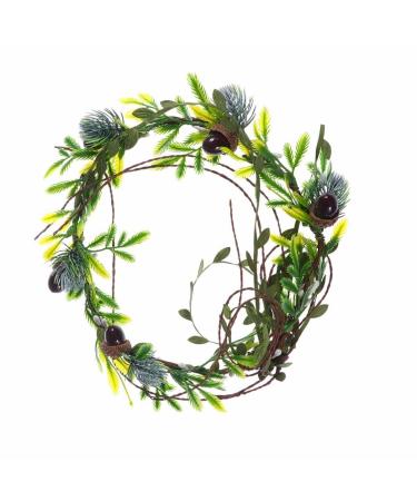 Pine cone headband bridal green leaf crown garland crown headpiece adjustable hair wreath for Christmas