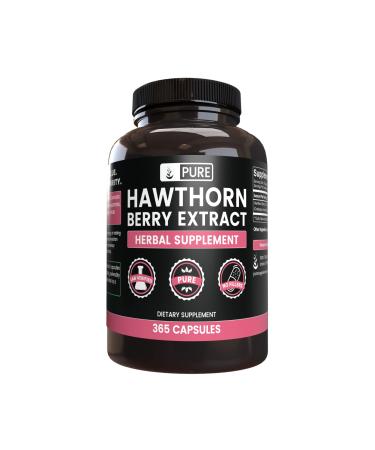 Pure Original Ingredients Hawthorn Berry Extract (365 Capsules) No Magnesium Or Rice Fillers, Always Pure, Lab Verified 365 Count (Pack of 1)