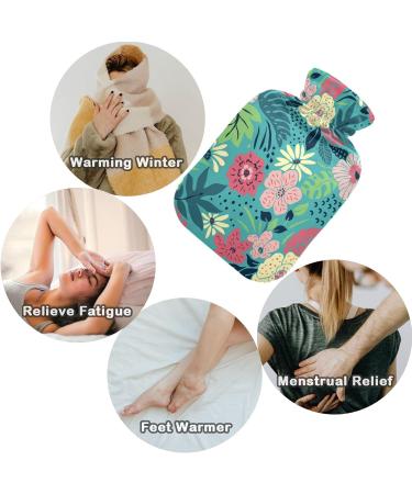 NAANLE 1L Transparent Hot Water Bottle with Palm Leaf Flower Cover - Ideal for Pain Relief & Heat Therapy - Buy Online on GoSupps.com