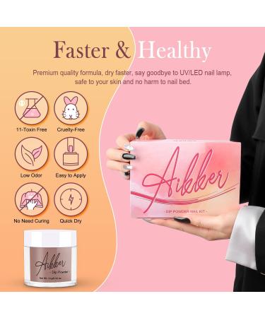 Aikker 27 Pcs Dip Powder Nail Kit Starter | 20 Nude White French Nail Art Colours | Clear Dipping Powder System | Spring Essential Liquid Set with Base & Top Coat | Manicure AK50 - Buy Online on GoSupps.com