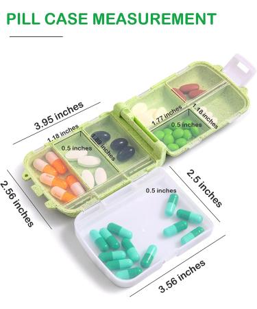 3 Pack Travel Pill Organizer - 8 Compartment Moisture-Proof Pill Case - Portable Daily Medicine Vitamin Holder - Beige+Blue+Green - 3 Count - Buy Online on GoSupps.com