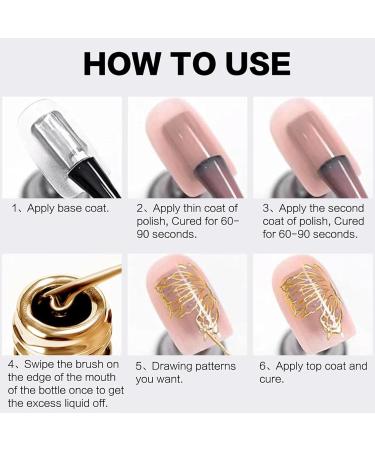 Gold Chrome Gel Nail Polish Liner - Gel Nail Polish Metallic Effect - Metallic Painting Gel Liner Nail Art 3D Mirror - Liner Painted Gel for Metal liner drawing and Nail Color Painting Nail Gel - Buy Online on GoSupps.com