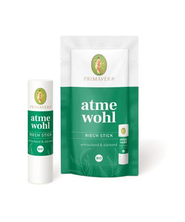 PRIMAVERA Atmewohl Scent Stick organic 6 x 0.8 ml - Eucalyptus and peppermint scent - Aromatherapy for on the go essential oils - vegan