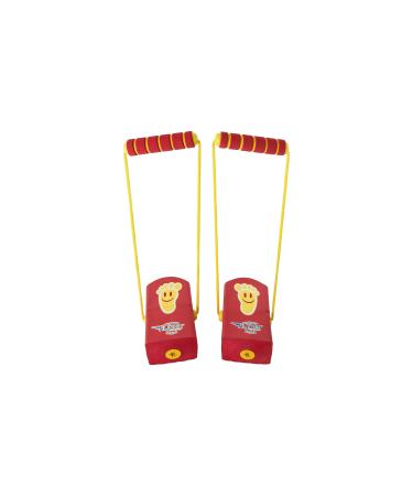 Flybar My First Kids Stilts for Ages 3 & Up, Soft and Safe Foam Pogo Steppers Squeak with Each Step  Foam Hand Grips with Sturdy Rope Handles Red