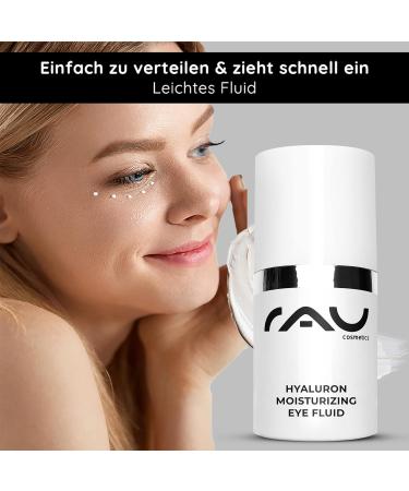 Rau Cosmetics Eye Cream for Wrinkles - Hyaluron & Squalane Anti-Aging Eye Fluid 15ml - Moisturizing Dark Circle Treatment for Men & Women - Buy Online on GoSupps.com