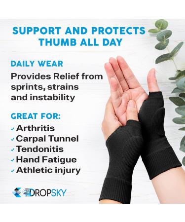 DropSky Gel Wrist Thumb Support Braces - Breathable Design for Carpal Tunnel & Arthritis Pain Relief - Fits Both Hands - Lightweight & Soft with Gel Pad (Black, 4pcs) - Buy Online on GoSupps.com