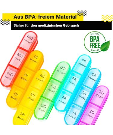 7-Day Pillbox with 3 Compartments | German Medication Organizer | 21 Compartment Tablet Box for Daily Use - Blue Housing - Buy Online on GoSupps.com