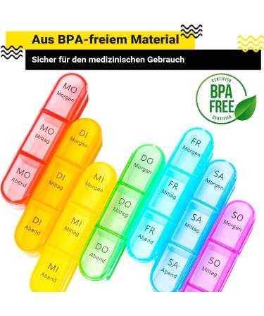 7-Day Pillbox with 3 Compartments - German Medication Organizer for Daily Use (Pink) - Ideal for Tablets & Vitamins - Buy Online on GoSupps.com