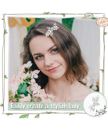 4 Pieces Rhinestone Bridal Hair Clips Shining Wedding Leaf Hair Clips Crystal Hair Clips Bridal Wedding Hair Clips Silver Crystal Barrette Hair Clips for Women Girls (2 Styles) - Buy Online on GoSupps.com