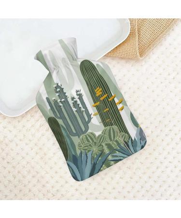 Hot Water Bottle with Lid - Cactus Forest Rubber Bag for Pain Relief Cramps & Foot Warmer | Hot & Cold Therapy - Buy Online on GoSupps.com