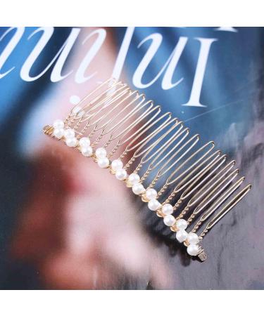 Allereya Pearl Hair Comb Barrette Pearl Hair Barrette Comb Faux Pearl Wedding Headpieces French Pearl Head Comb Clip Decorative Headwear Bride Hair Accessories for Women and Girls (Style C) - Buy Online on GoSupps.com