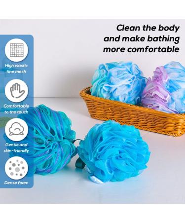 10 Pcs Exfoliating Shower Loofah Sponge Pouf Balls for Body Wash - Bathing Accessories for Women & Men - Buy Online on GoSupps.com