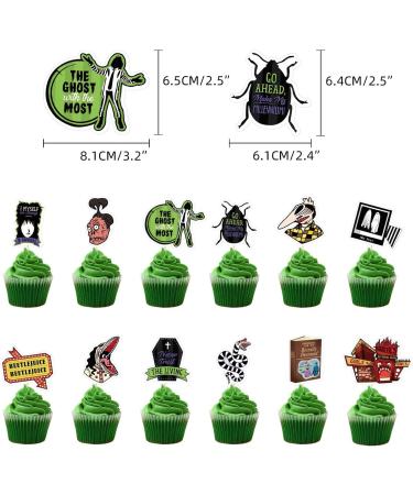 25Pcs Horror Movie Theme Party Cake&Cupcake Toppers Halloween Beattlejuice Party Decoration for Birthday Party Supplies - Buy Online on GoSupps.com