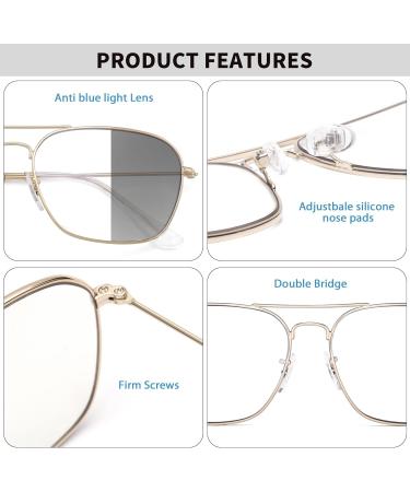 Jm Plane Blue Light Blocking Glasses - Anti-Glare Computer Eyewear for Men & Women - Stylish Gold Frame & Gray Lens - Buy Online on GoSupps.com