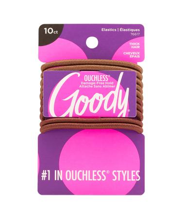 Goody Nonslip Womens Elastic Hair Tie - 10 Count Colour Collection Brunette - 4MM for Medium Hair- Ouchless Pain-Free Hair Accessories for Women Perfect for Long Lasting Braids Ponytails and More