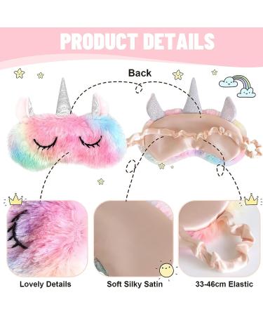 Kids Plush Unicorn Rainbow Sleep Mask - Set of 4 Soft Plush Eye Covers for Girls and Women - Buy Online on GoSupps.com