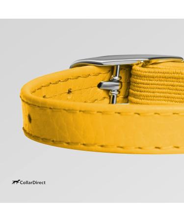 Collardirect Leather Cat Neck Band - Safety Collar for Cats with Elastic Belt & Bell | Adjustable 23-28 cm in Black Blue Red Orange Green Pink Yellow - Buy Online on GoSupps.com