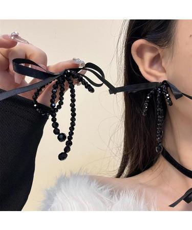 Southjieling Gothic Band with Fly Necklace & Earrings Set | Crystal Pearls Choker & Fashionable Loop Earrings for Women - Black - Buy Online on GoSupps.com
