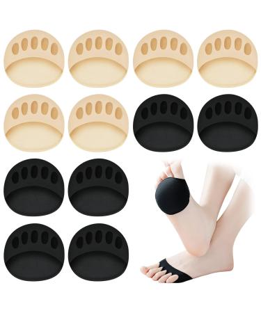 6 pairs of forefoot cushions bale cushion forefoot forefoot pad women toe socks Invisible cotton toe cap fore cushion black beige soft midfoot cushion for pain and pressure relief black skin color