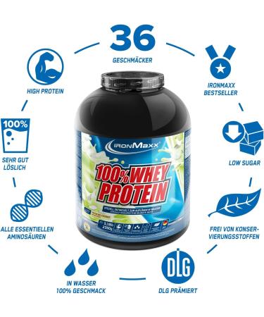 Buy Ironmaxx 100% Whey Protein Powder - Pistachio Coconut 2.35kg | Water-Soluble & Low Sugar | Variety of Flavors | International Shipping Available - Buy Online on GoSupps.com