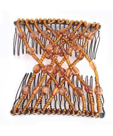 Buy Elastic Hair Comb with Pearl Jewelry - Stylish Double Disc Accessory for Women (Brown) - Buy Online on GoSupps.com