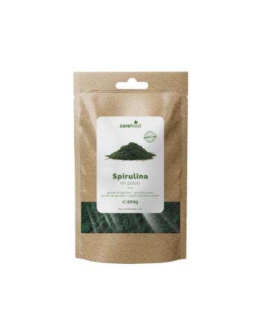 Carefood - Organic Spirulina Powder - 100% Organic Superfood Suitable for Vegans - Natural Super Food with High Nutrient Content and Satietogenic Effect - 200g