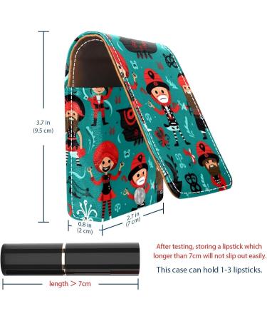 Buy Cartoon Pirate Ocean Theme Leather Lipstick Case Mini Lip Gloss Organizer with Mirror | International Shipping Available - Buy Online on GoSupps.com