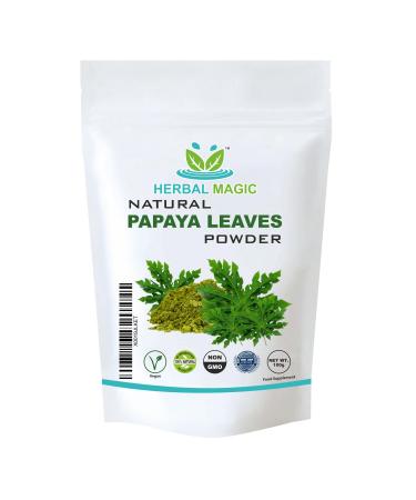 Herbal Magic's Pure & Natural Papaya Leaf Powder (Carica Papaya)-Green & Whole Leaves - Most Prized Herb in Ayurveda - Ideal for Smoothies Baking soups - Free from Fillers & Preservatives-100gms 100 g (Pack of 1)