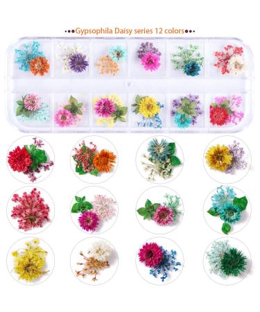 UNIME 24 Colors Nail Art Dried Flowers - Mini Real Natural 3D Applique Sticker for Manicure Decoration - Gypsophila Flowers Leaves - 2 Boxes - Buy Online on GoSupps.com