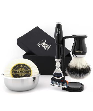 Haryali London 6-piece men's shaving set with 5 razor blades with synthetic roof hair razor brush stand bowl soap and alum perfect set for men