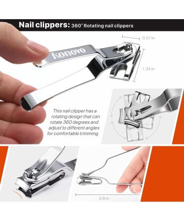 Senior Toenail Clippers for Thick Nails + Nose Hair Trimmer & Ear Wax Cleaner Set - 7Pcs - Buy Online on GoSupps.com