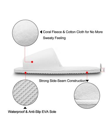 Deluxe Open Toe White Spa Slippers - 5 Pairs for Guests, Hotels, and Travel - Buy Online on GoSupps.com