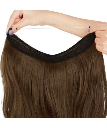 OMGREAT Ombre Halo Hair Extensions 18 Inch Wavy Curly Synthetic Hair - Light Chestnut Brown - Buy Online on GoSupps.com