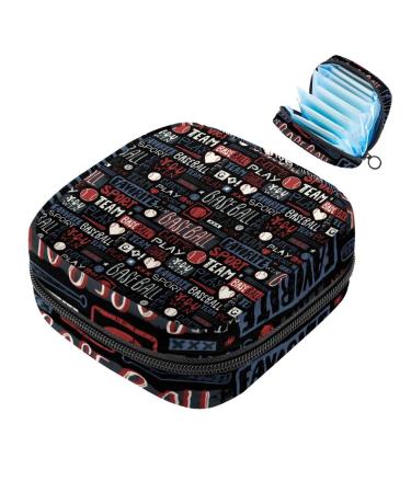 Women's binding bags baseball sport pattern women tampon storage bag tampon storage bags zip pockets menstrual tied bags multi05