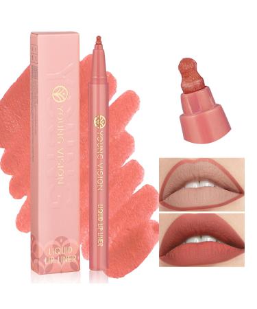 YOUNG VISION Gourd-Shaped Precision Liquid Lipstick & Lipliner - Nude Matte Perfection